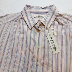 Workshop Republic Clothing Women's Cap Sleeve Button Up Shirt Blouse NWT Light